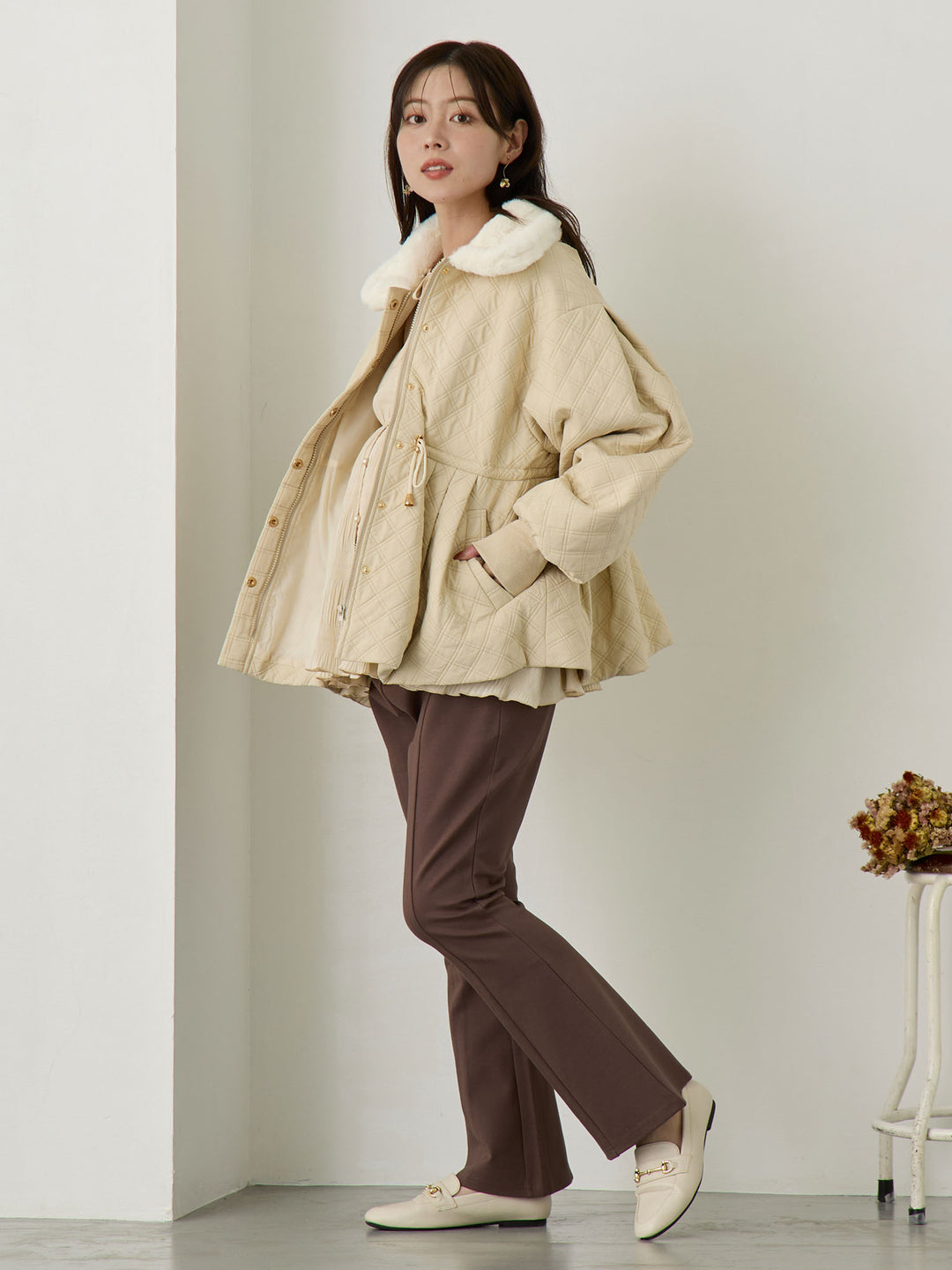 ポンチフレアパンツ Brown
