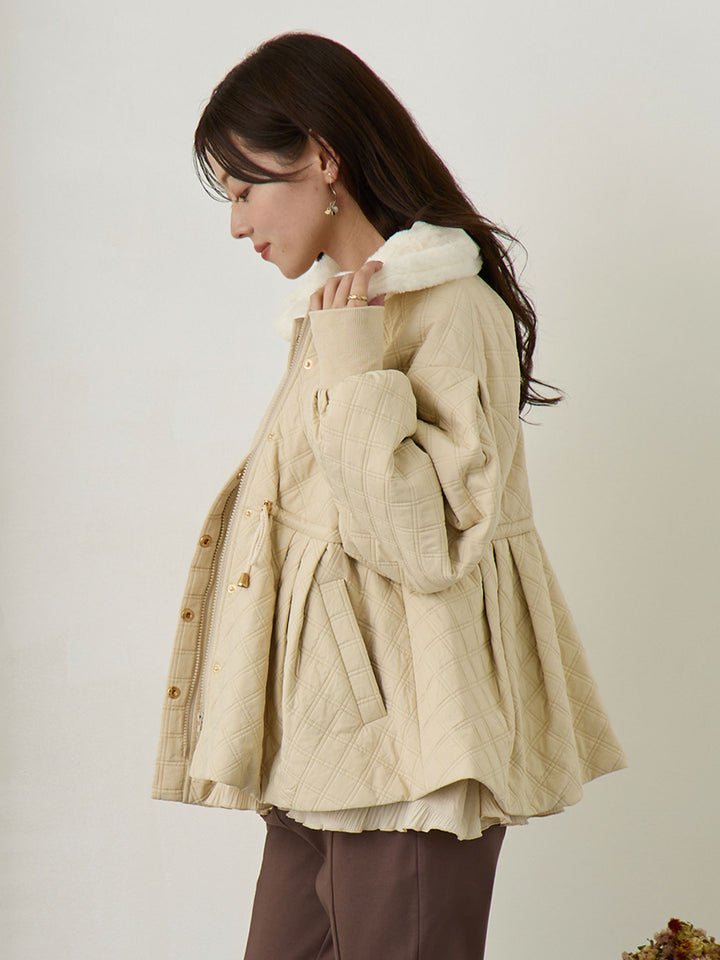 ダッカー付き衿ファーアウター Beige