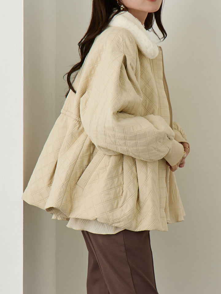ダッカー付き衿ファーアウター Beige