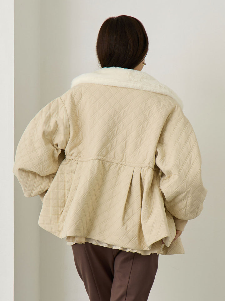 ダッカー付き衿ファーアウター Beige
