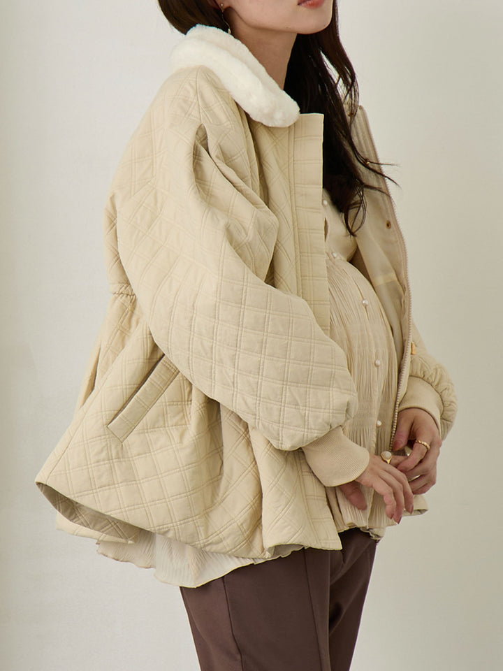ダッカー付き衿ファーアウター Beige