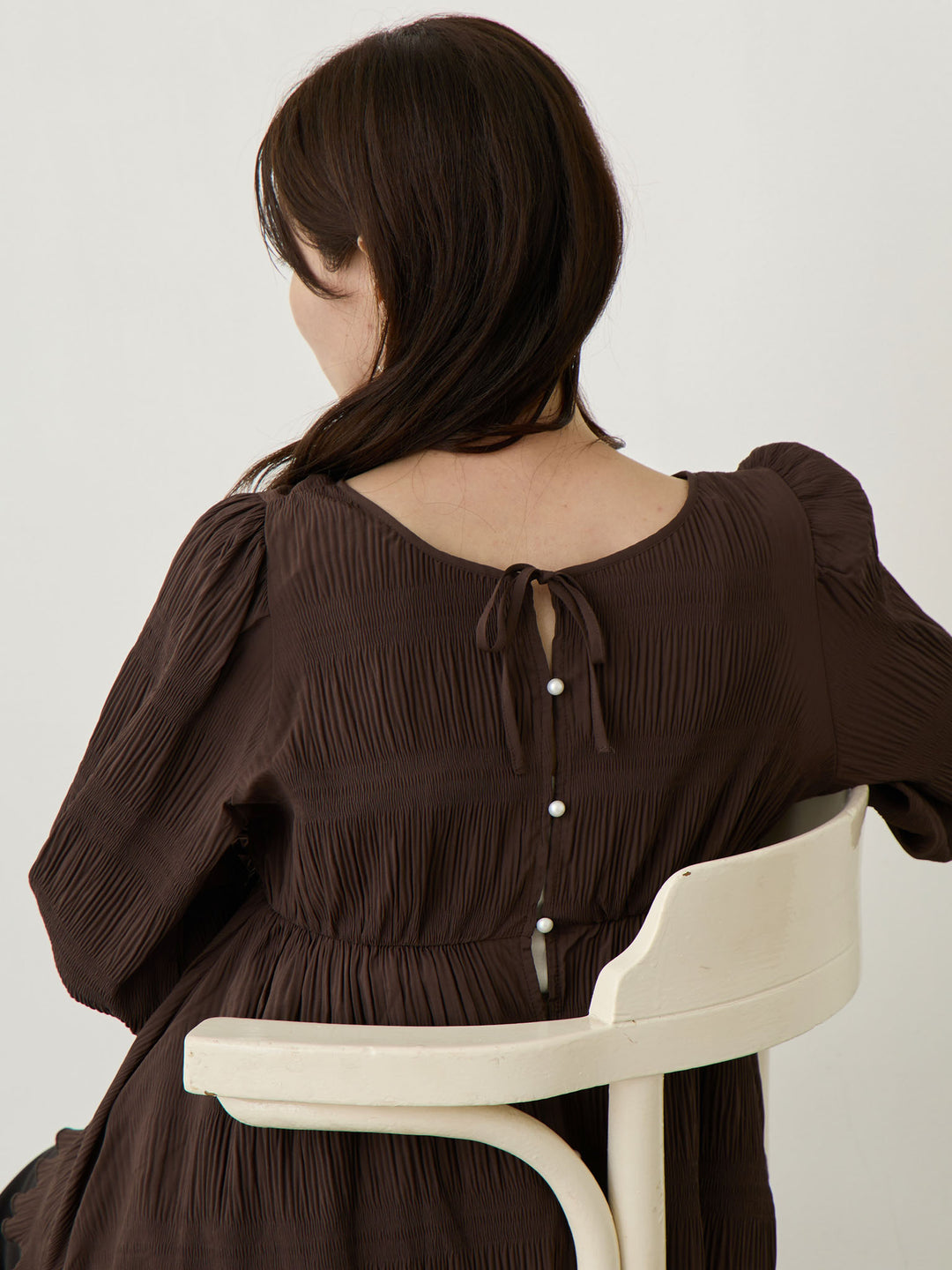 2wayプリーツブラウス Brown