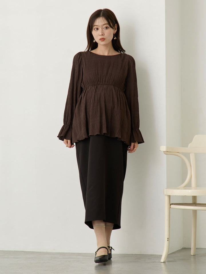 2wayプリーツブラウス Brown