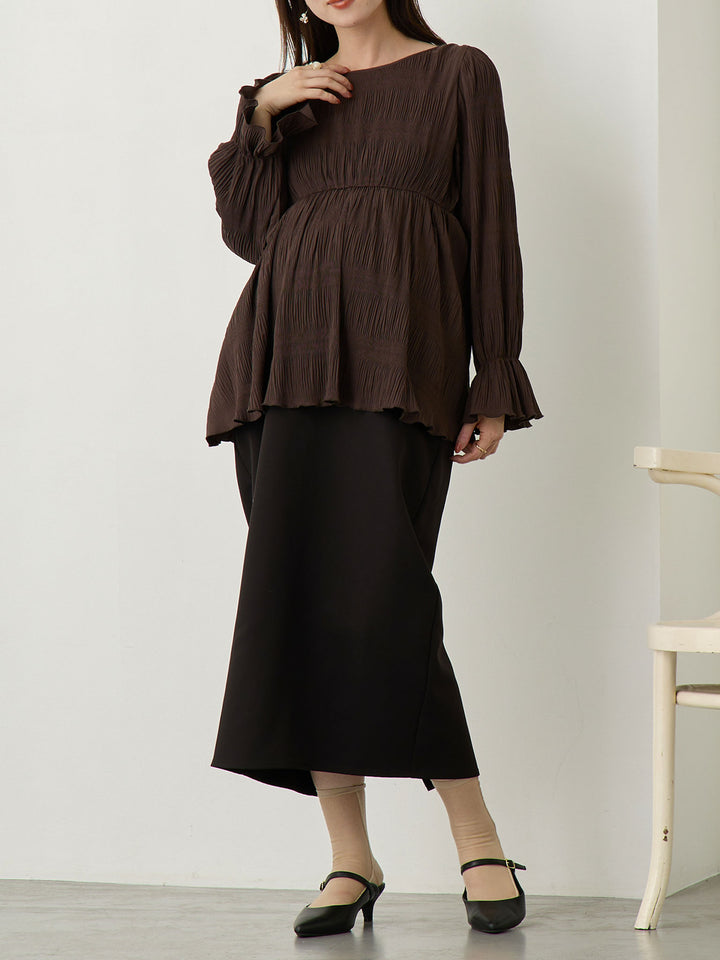 2wayプリーツブラウス Brown