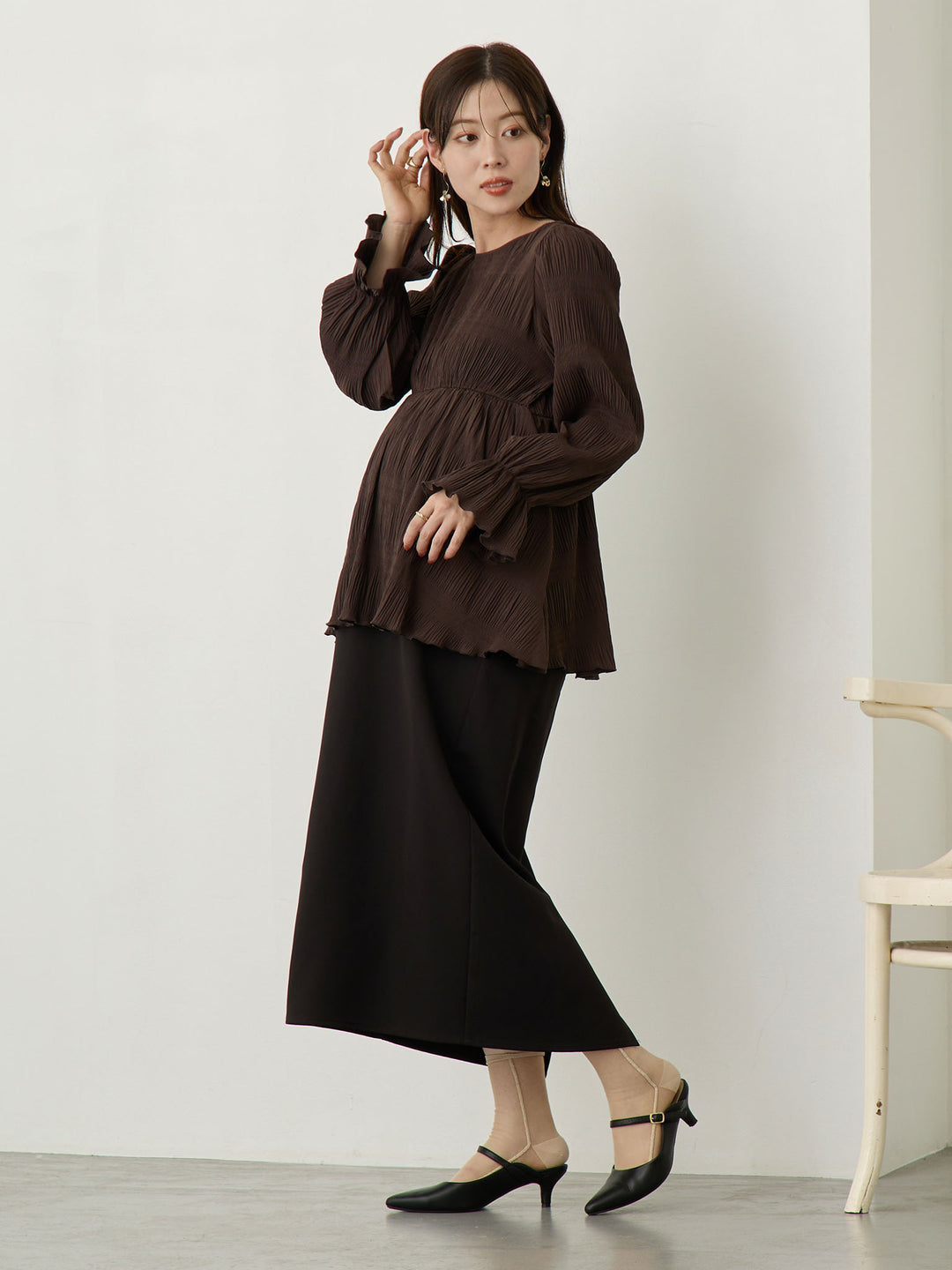 Maternity tight skirt for ceremonies, lace