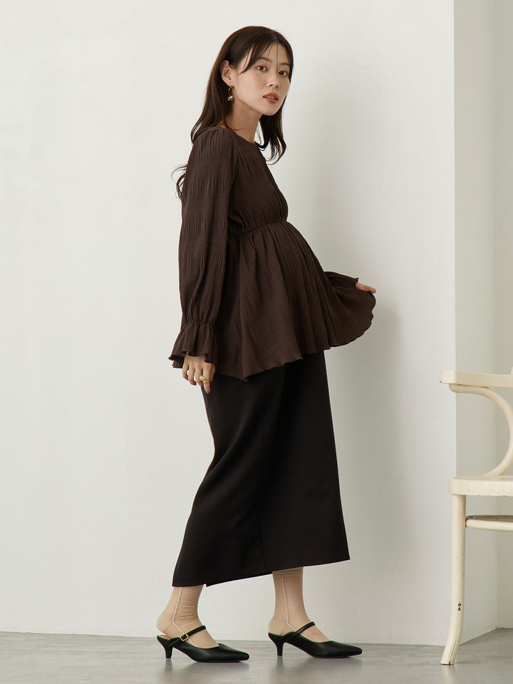 2wayプリーツブラウス Brown