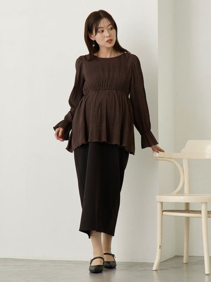 2wayプリーツブラウス Brown