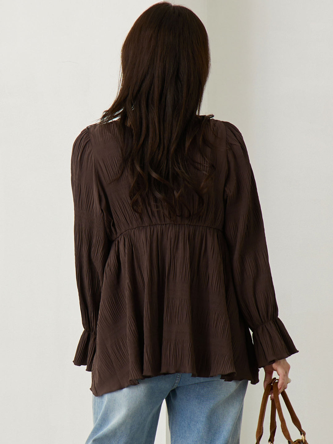 2wayプリーツブラウス Brown