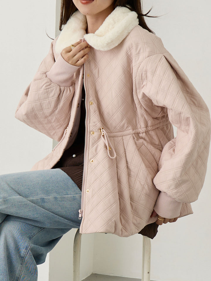 ダッカー付き衿ファーアウター Pink