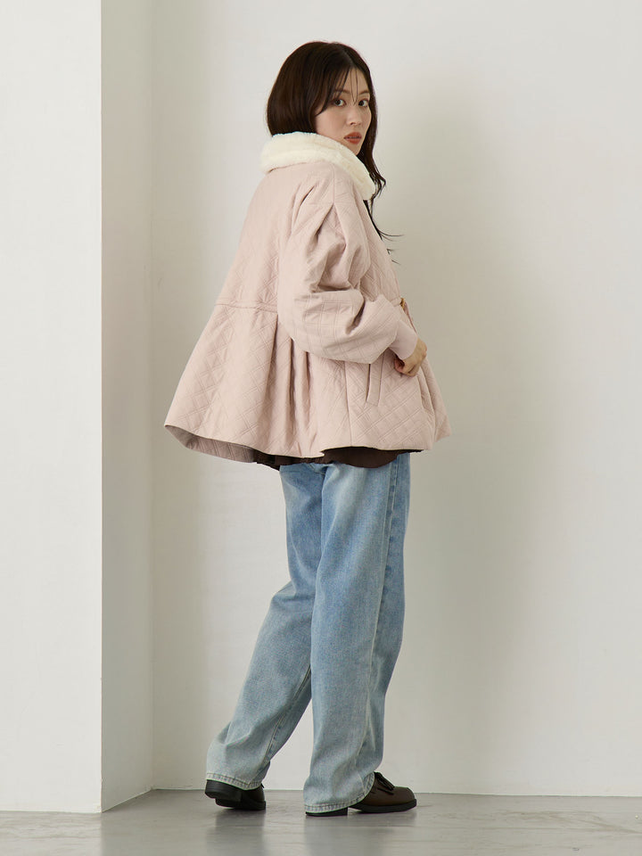 ダッカー付き衿ファーアウター Pink