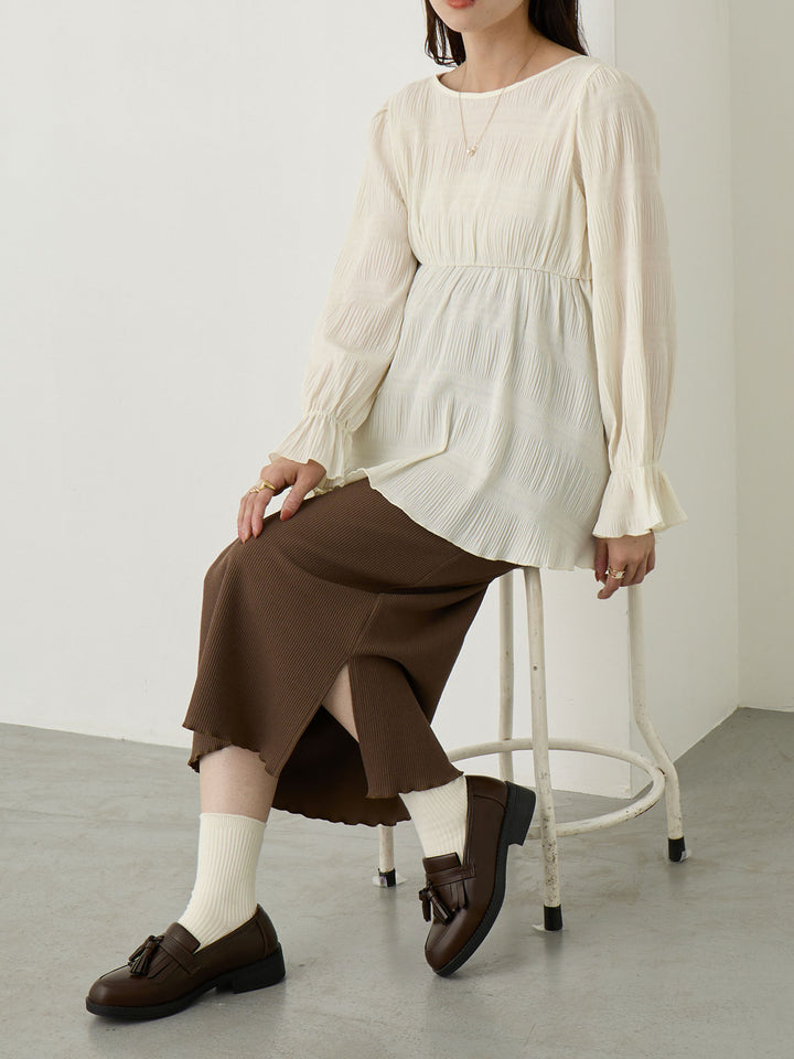リブカットタイトスカート Brown