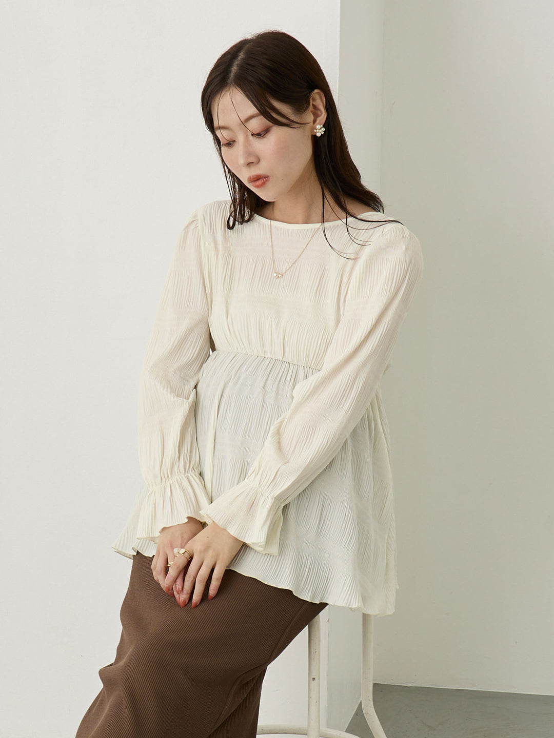 2wayプリーツブラウス Ivory