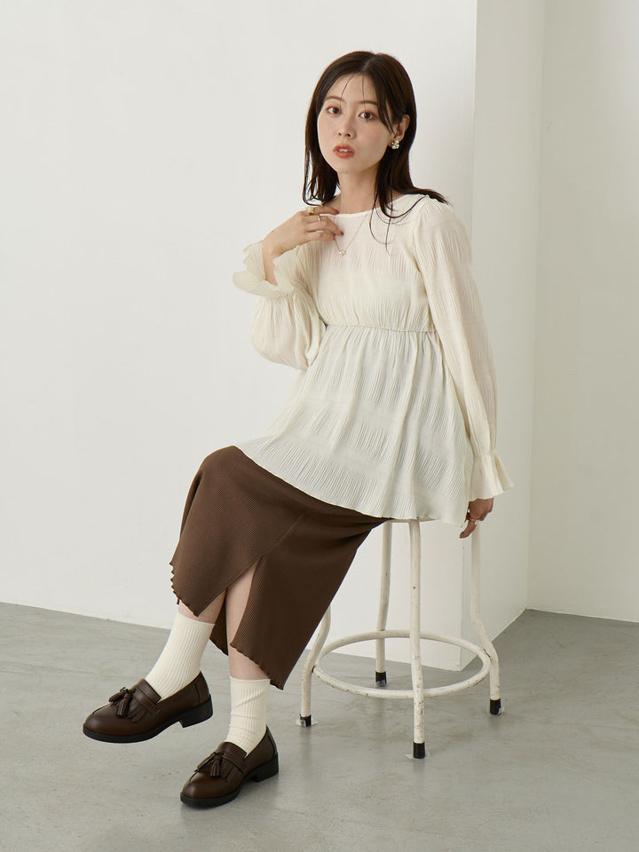 2wayプリーツブラウス Ivory