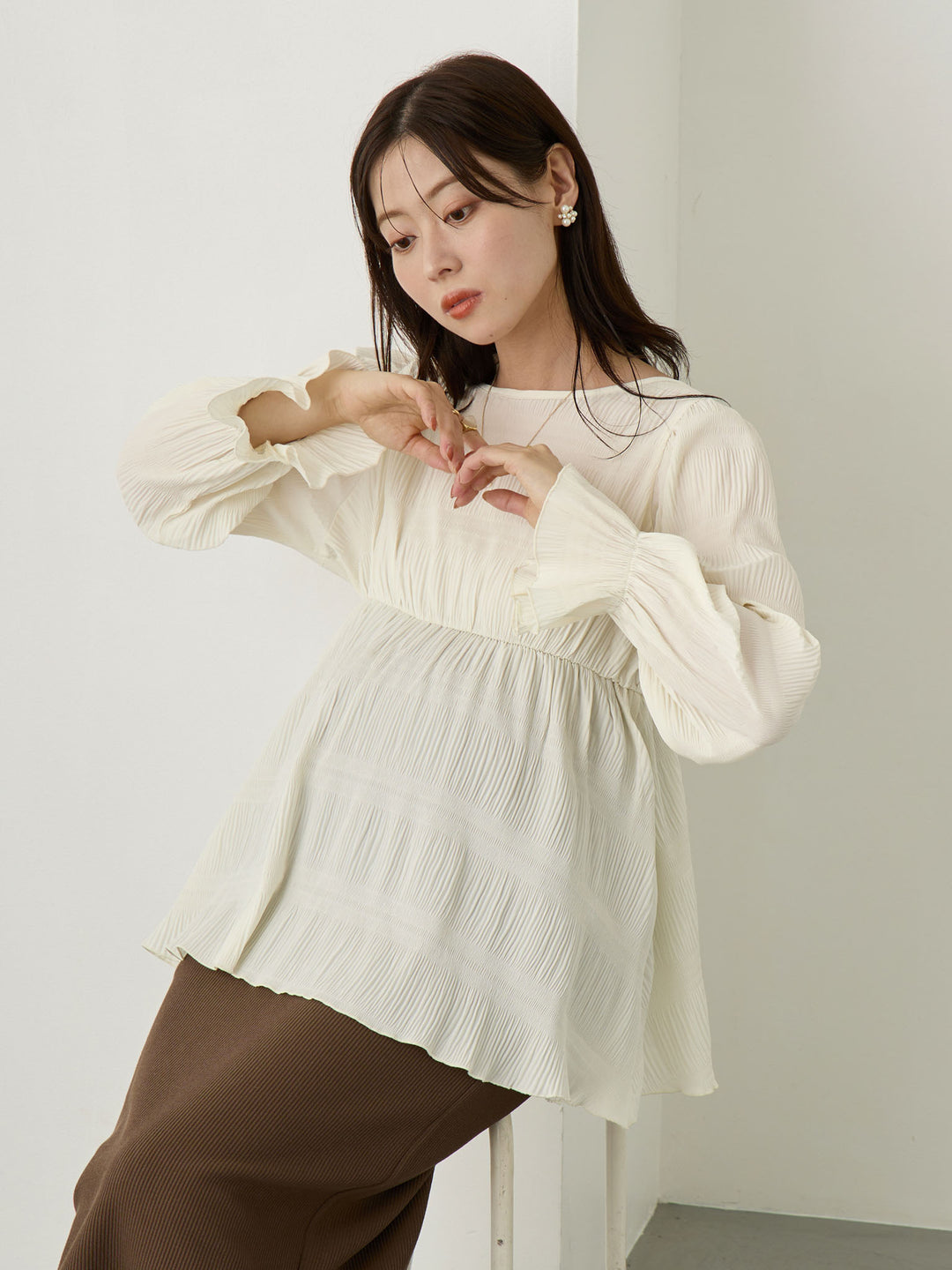 2wayプリーツブラウス Ivory