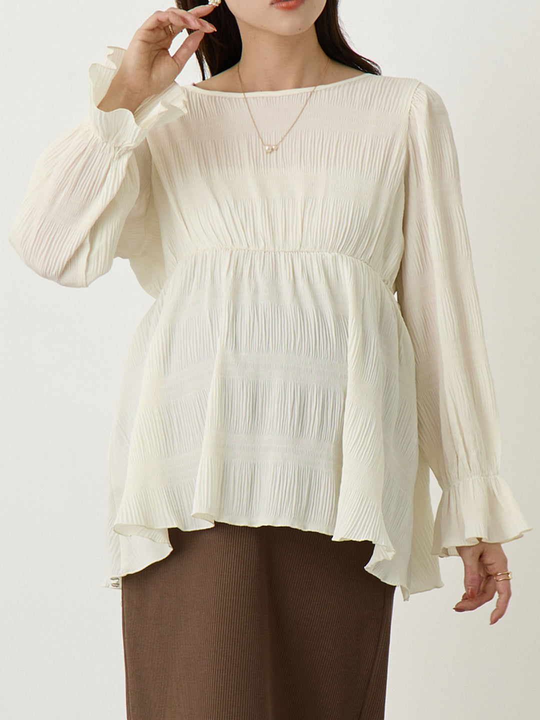2wayプリーツブラウス Ivory
