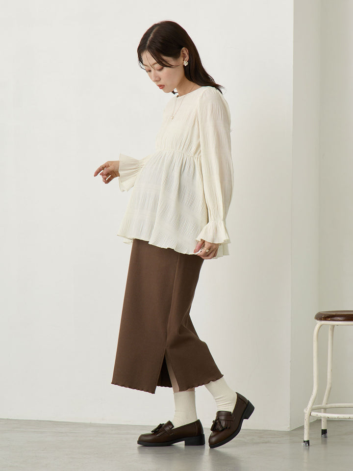 リブカットタイトスカート Brown