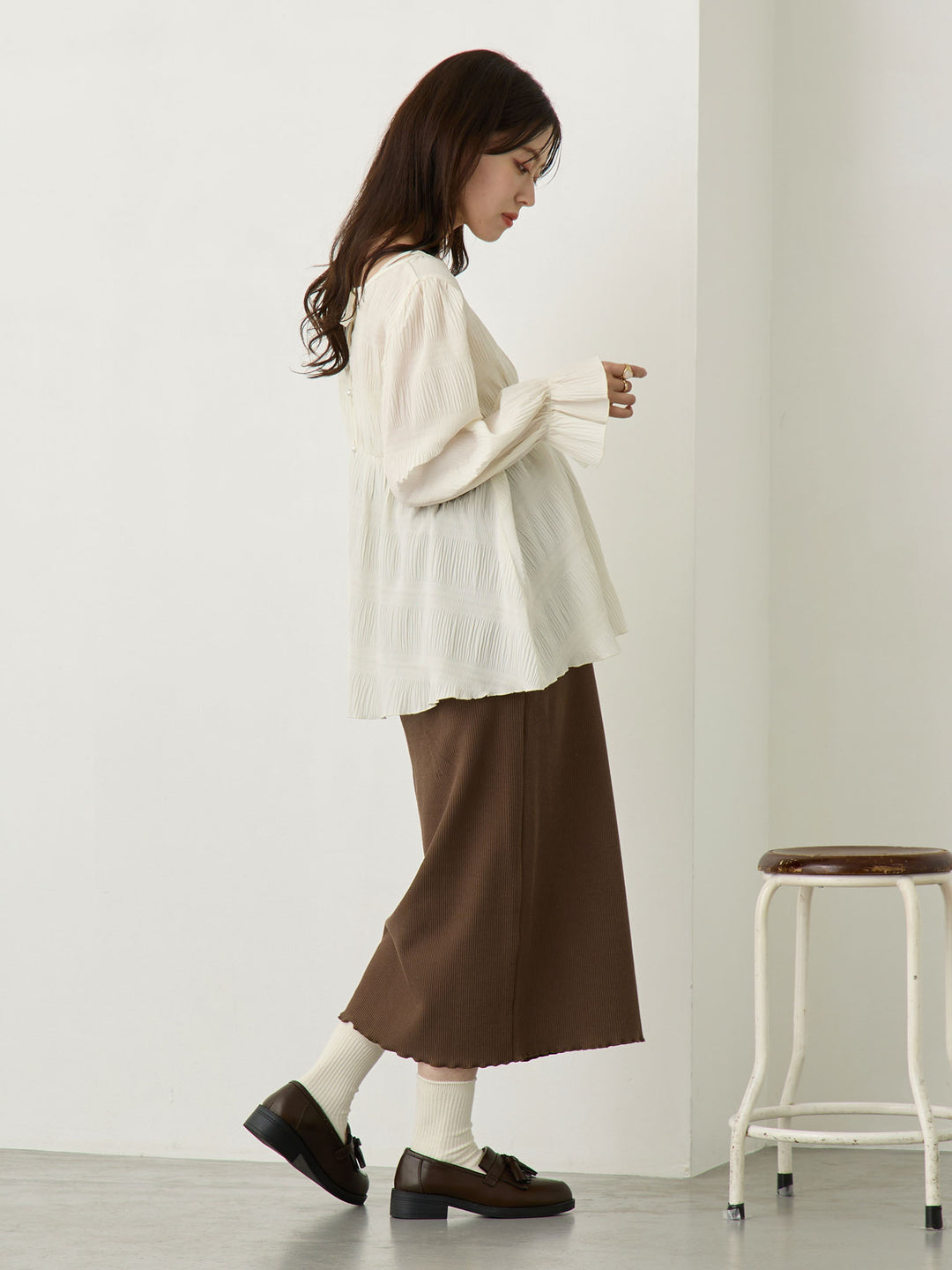 2wayプリーツブラウス Ivory