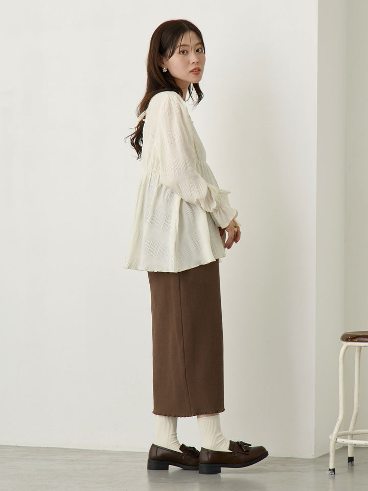 リブカットタイトスカート Brown
