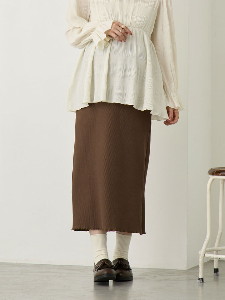 リブカットタイトスカート Brown
