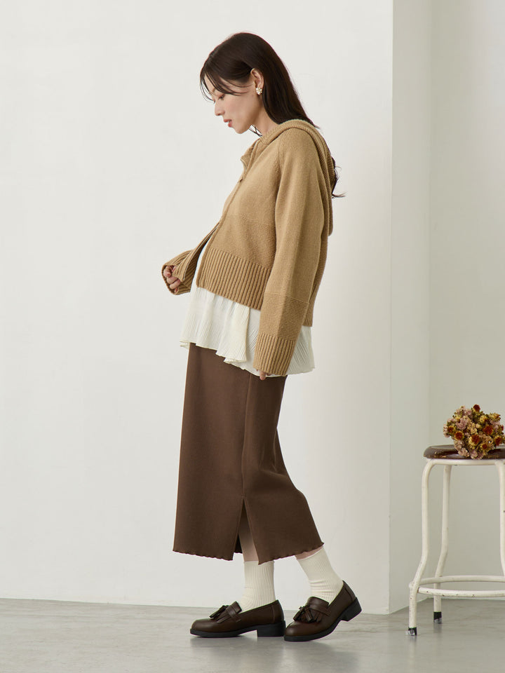 リブカットタイトスカート Brown