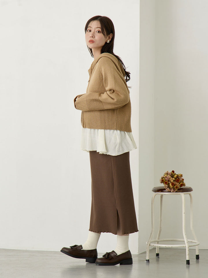 リブカットタイトスカート Brown