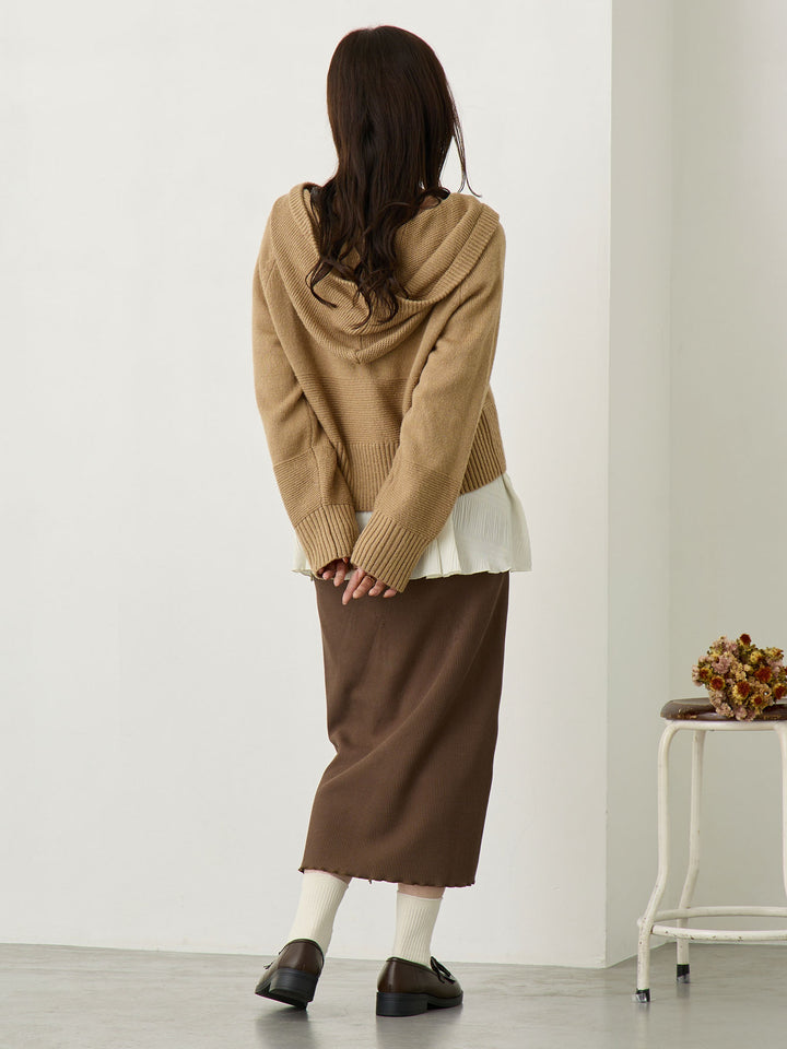 ダブルジップニットカーディガン Beige