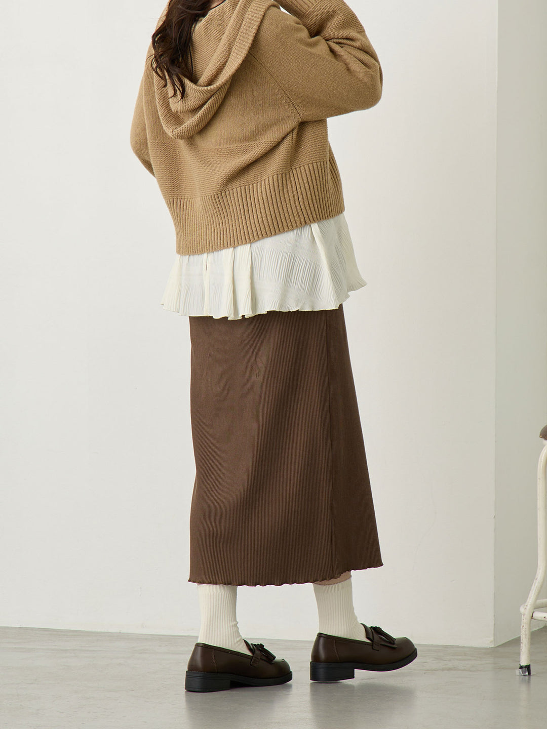 リブカットタイトスカート Brown