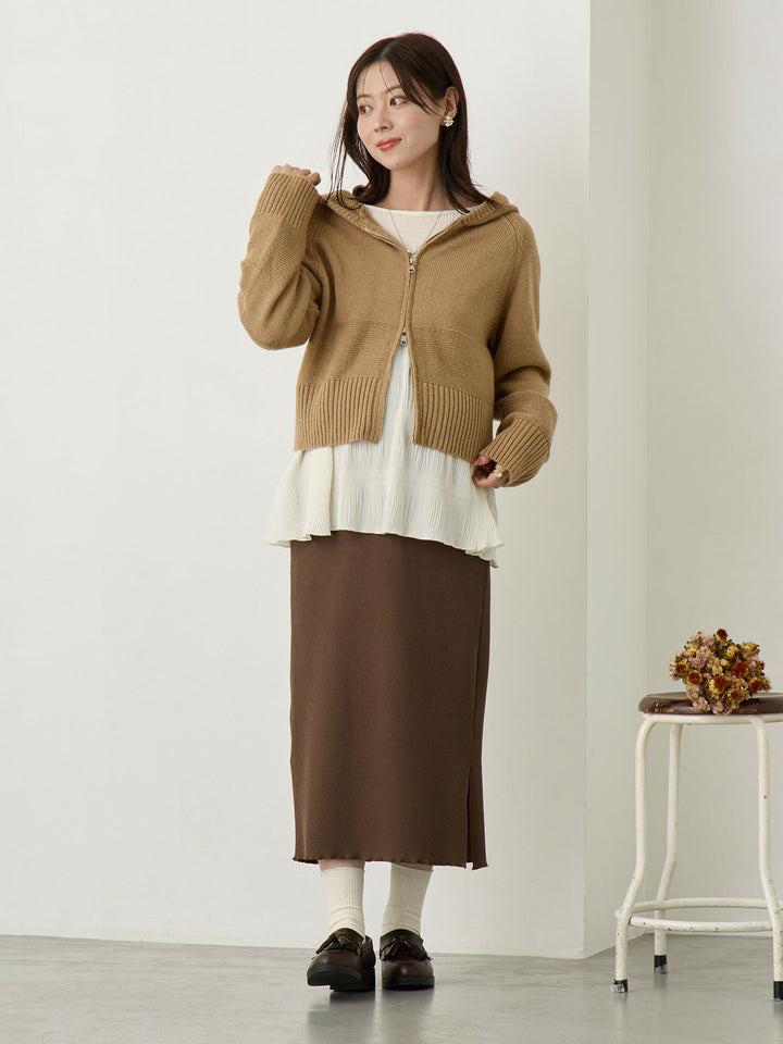 リブカットタイトスカート Brown