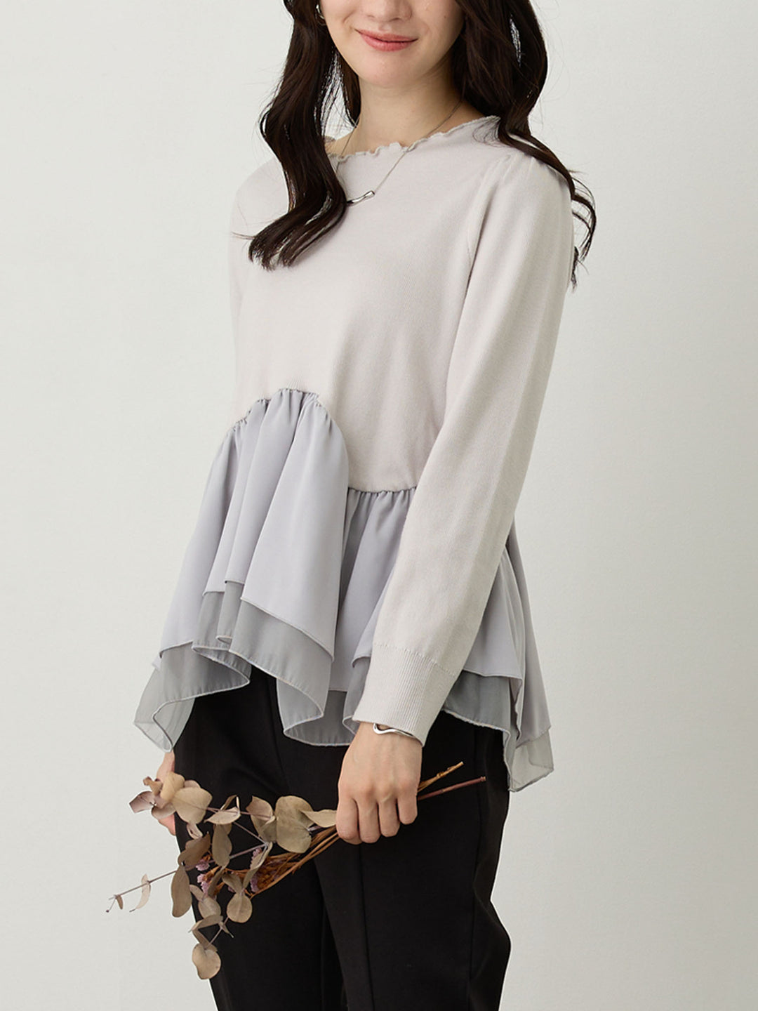 ドッキングペプラムニット Light gray