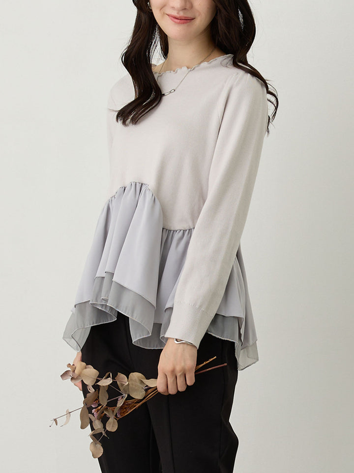ドッキングペプラムニット Light gray