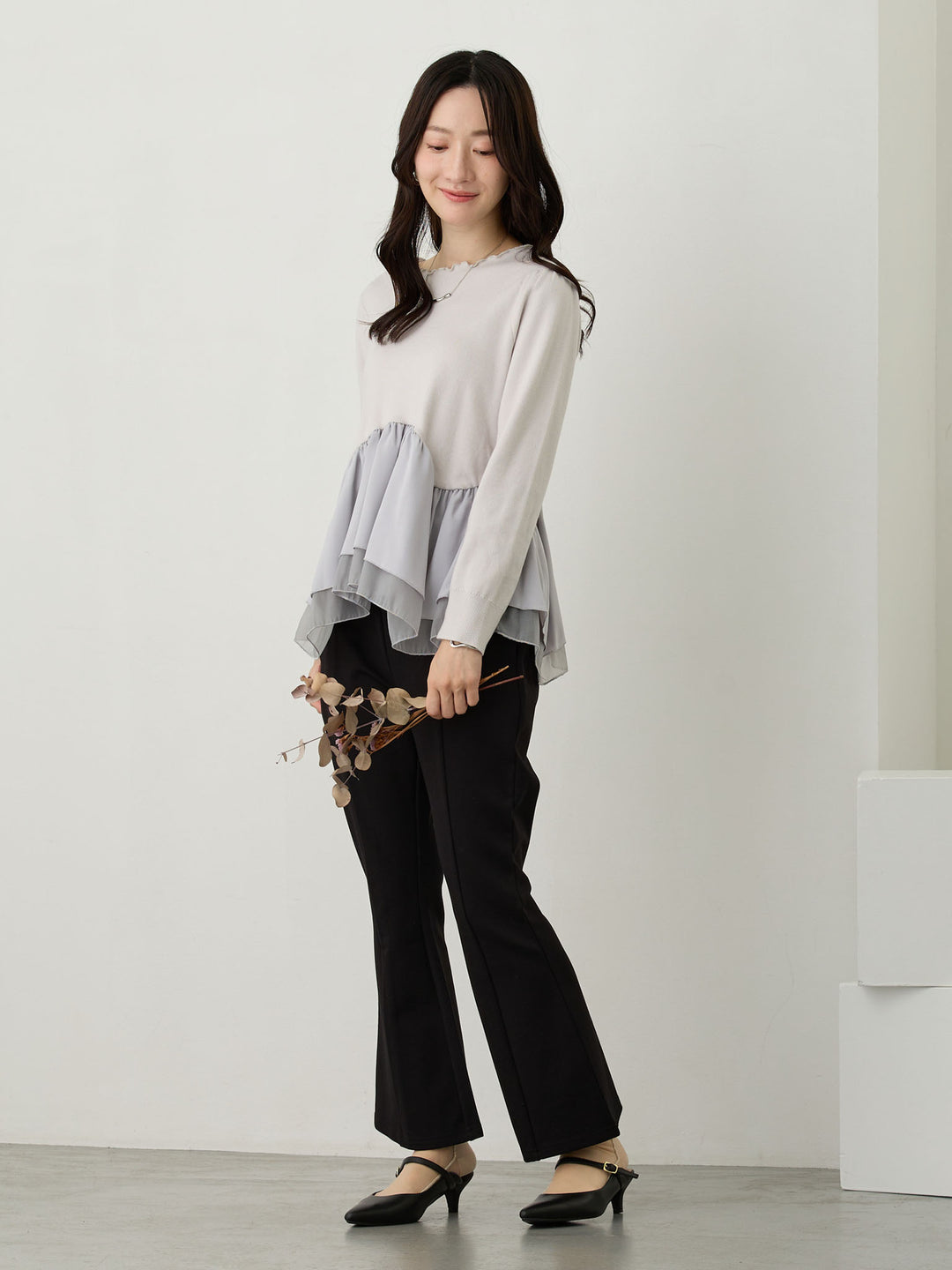 ドッキングペプラムニット Light gray