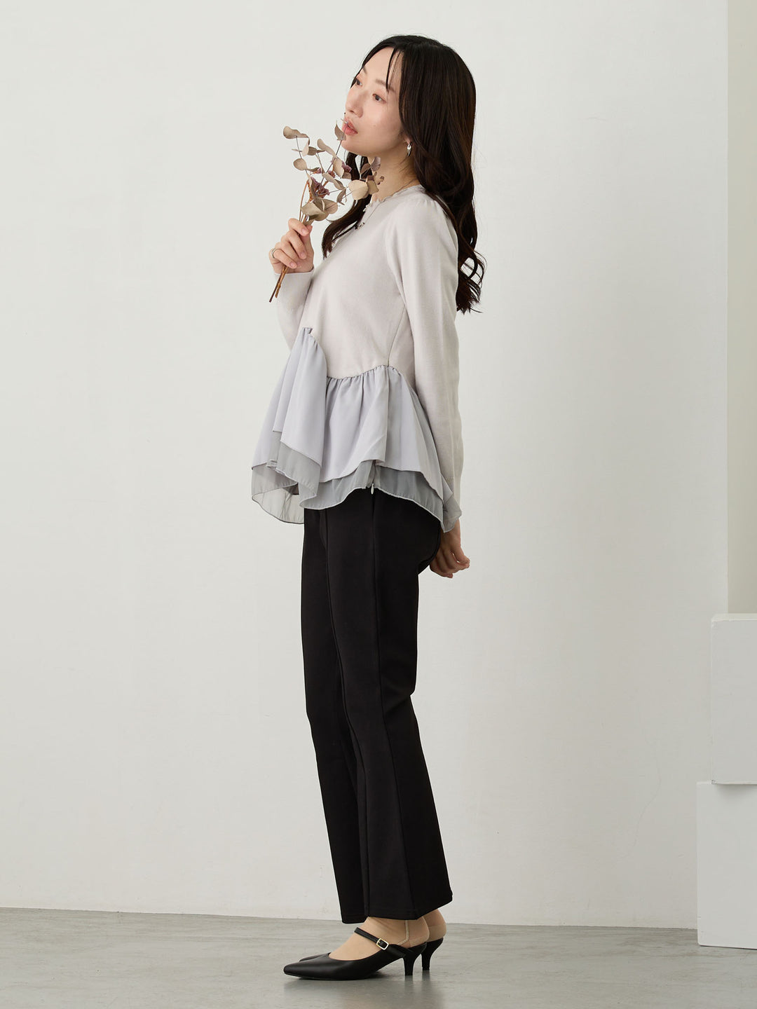 ドッキングペプラムニット Light gray