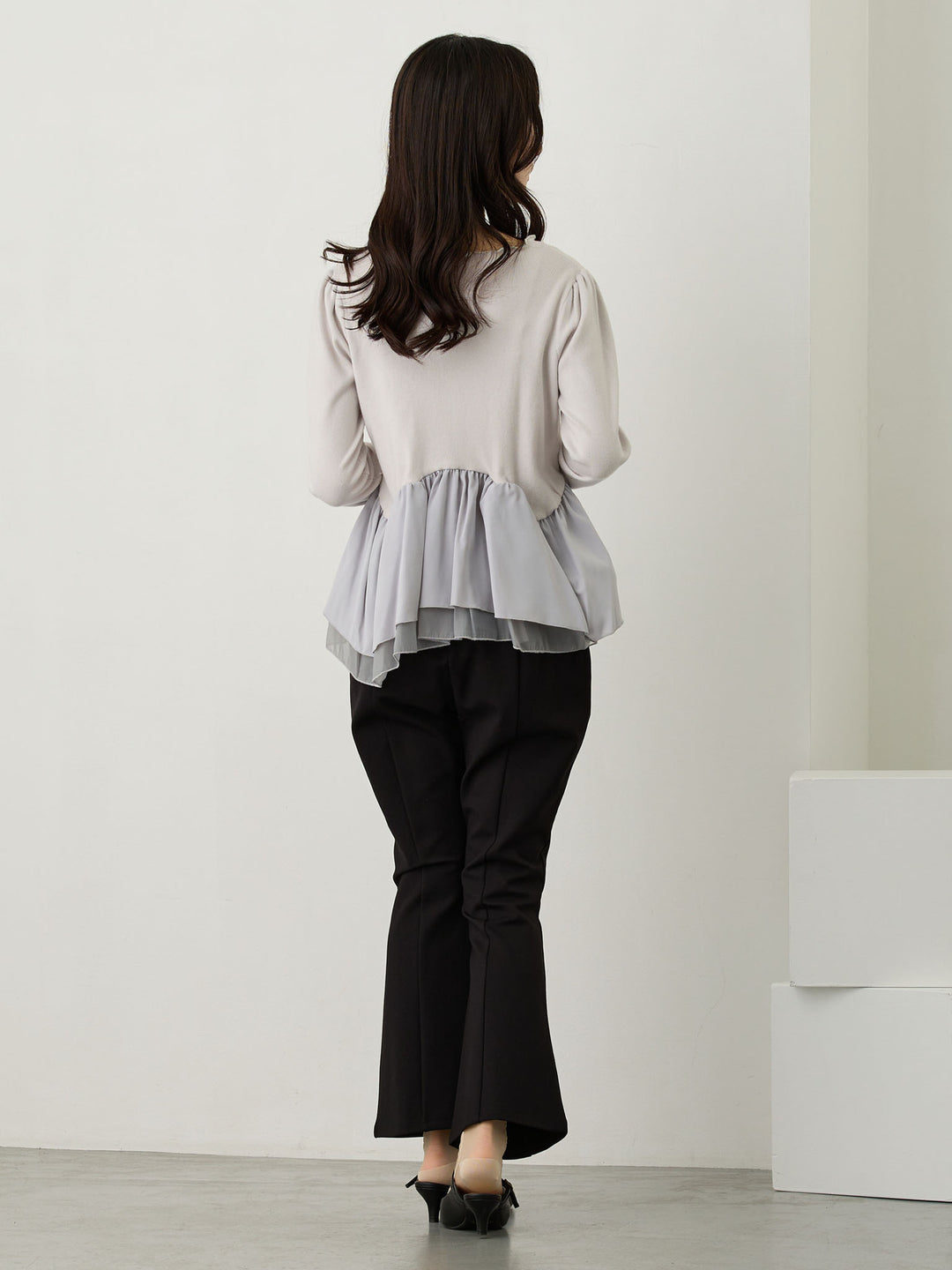 ドッキングペプラムニット Light gray