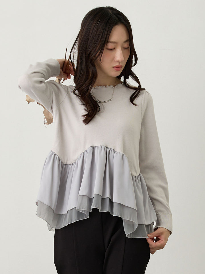 ドッキングペプラムニット Light gray