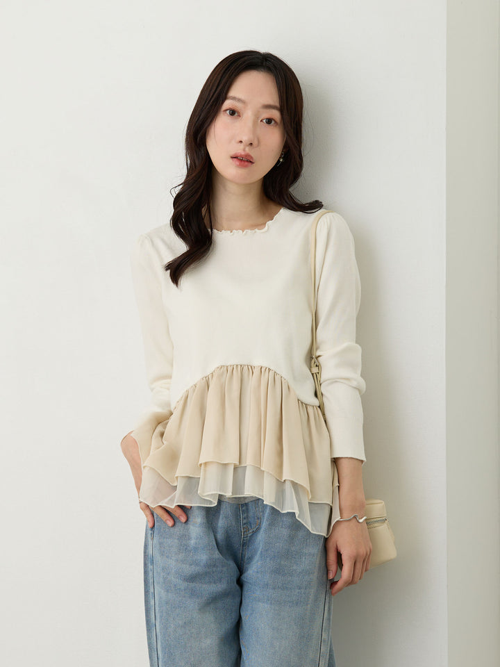 ドッキングペプラムニット Ivory