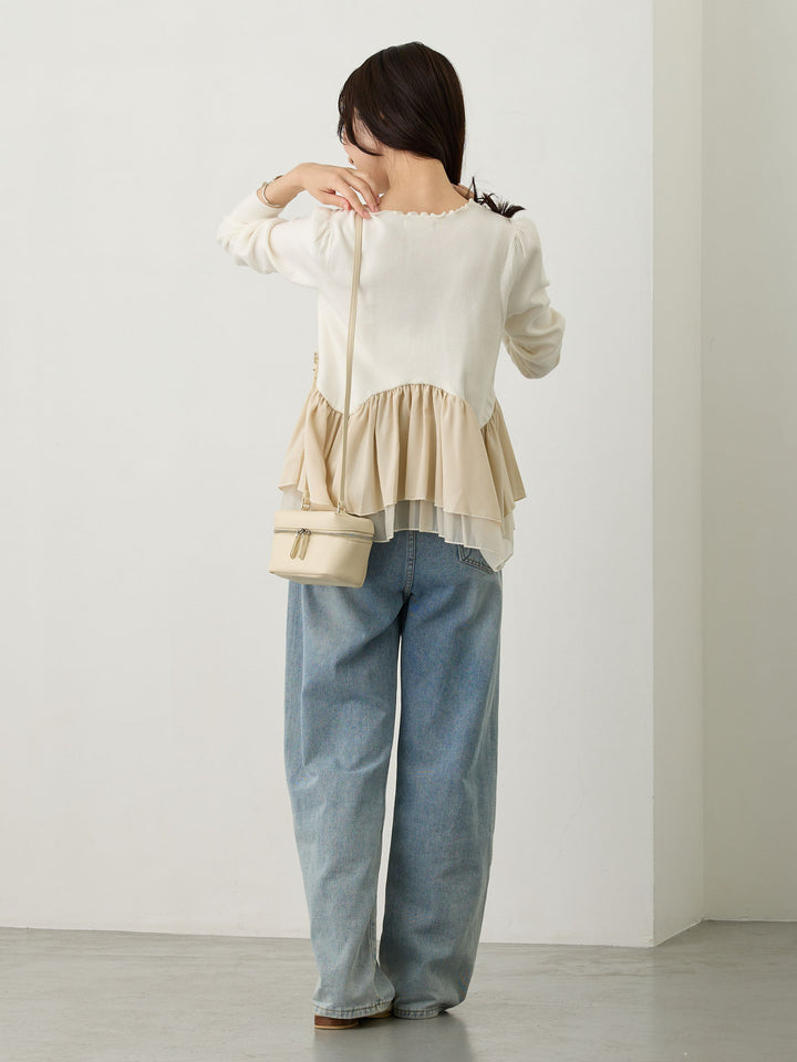 ドッキングペプラムニット Ivory
