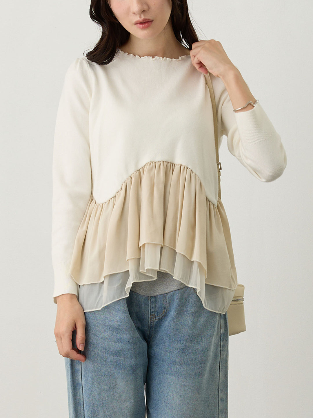 ドッキングペプラムニット Ivory