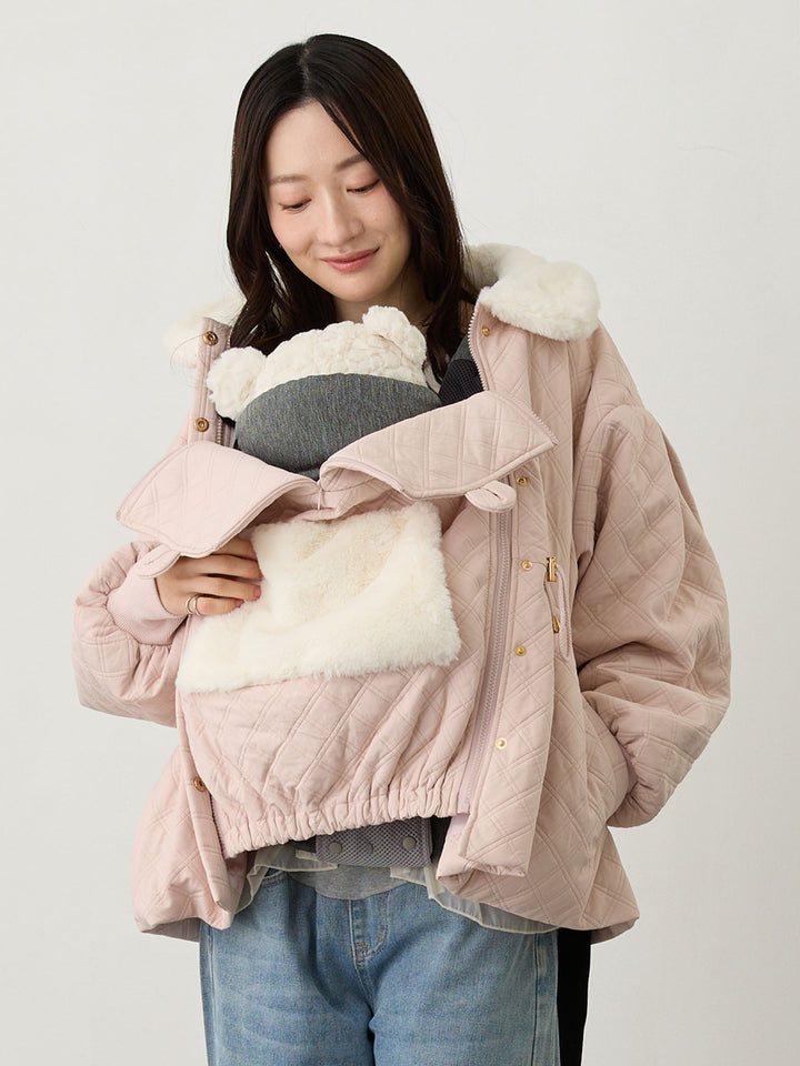 ダッカー付き衿ファーアウター Pink