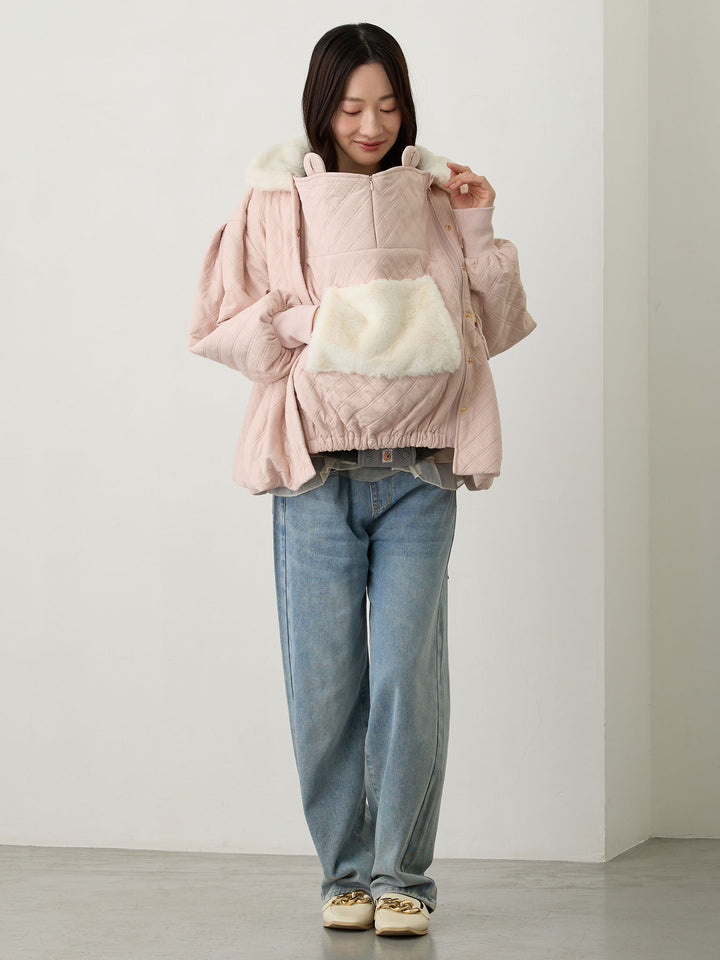 ダッカー付き衿ファーアウター Pink