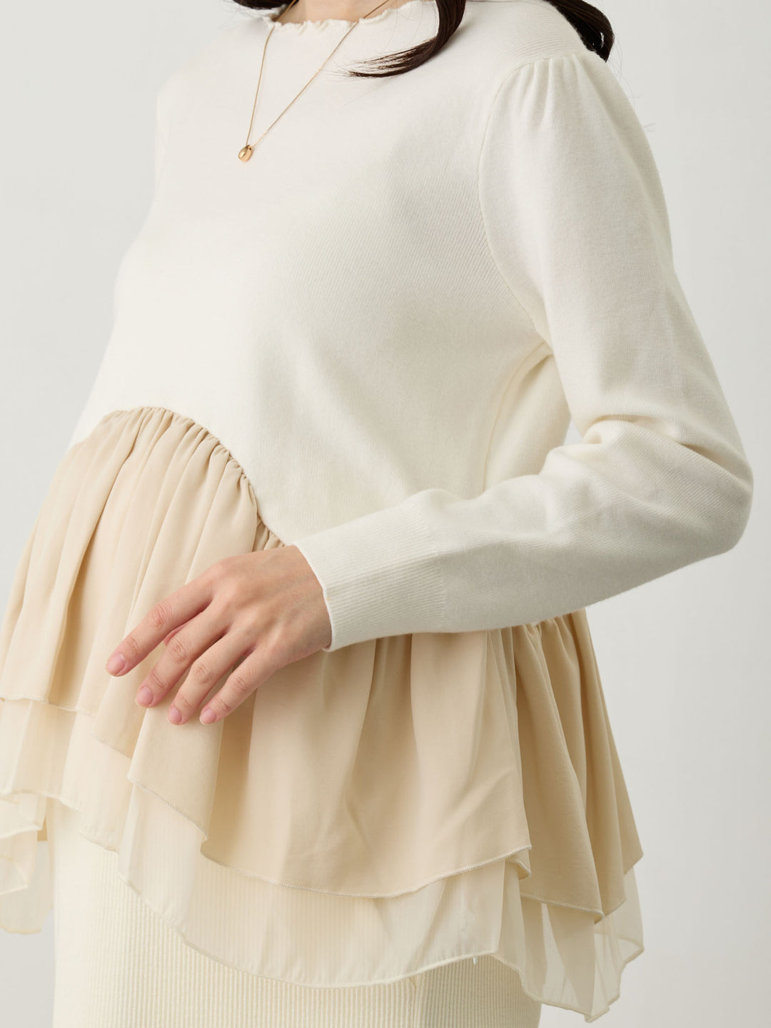 ドッキングペプラムニット Light gray