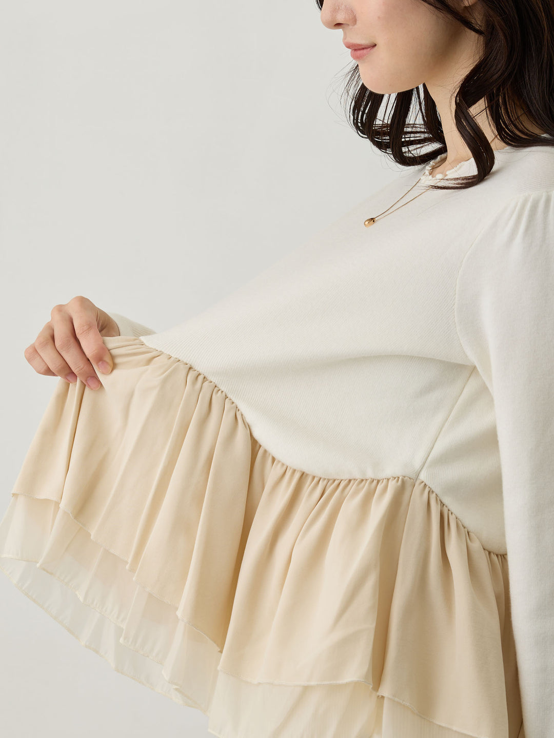 ドッキングペプラムニット Light gray