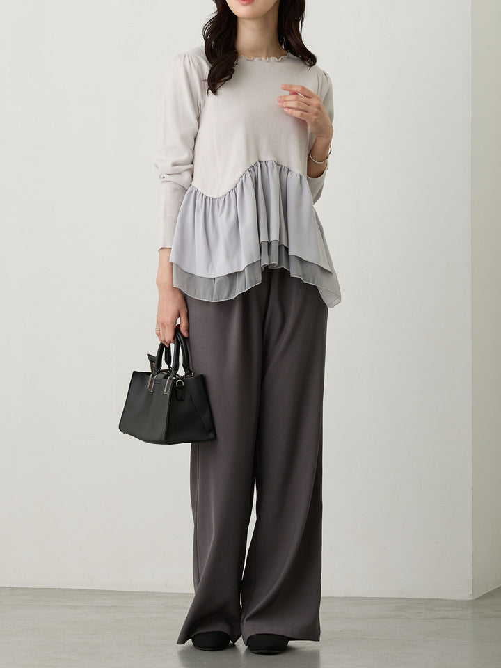ドッキングペプラムニット Light gray