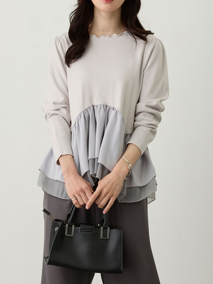 ドッキングペプラムニット Light gray