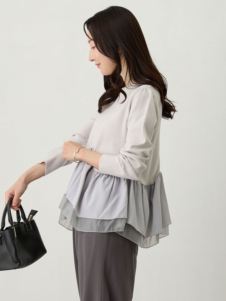ドッキングペプラムニット Light gray