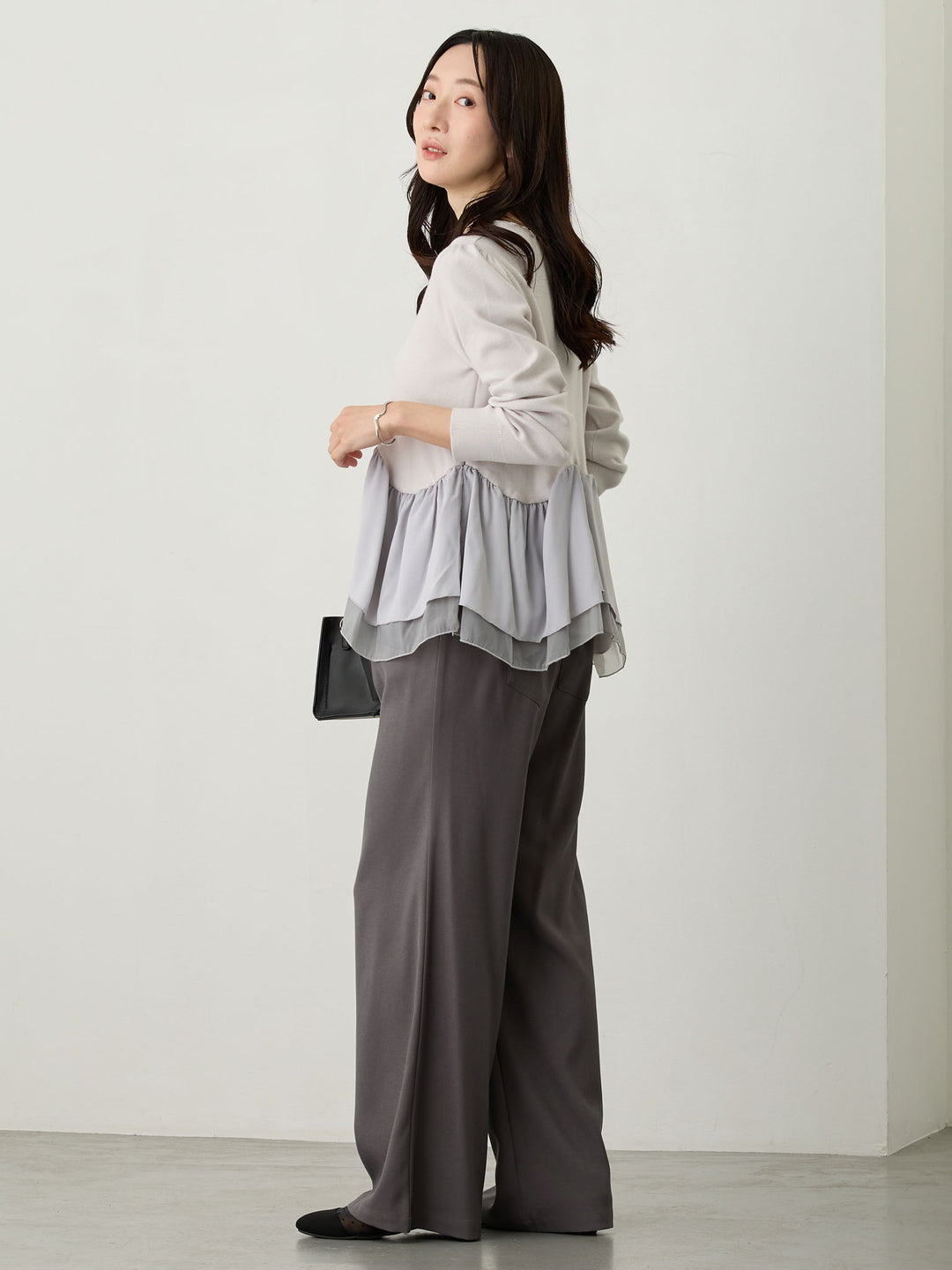 ドッキングペプラムニット Light gray