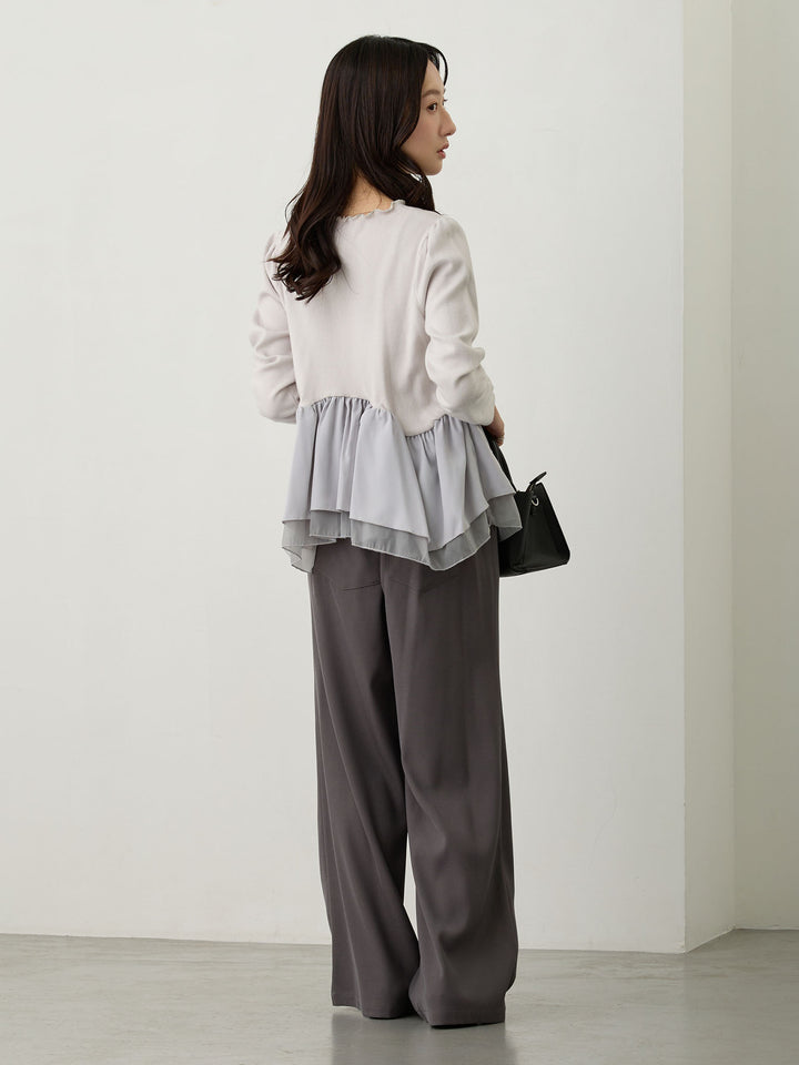ドッキングペプラムニット Light gray
