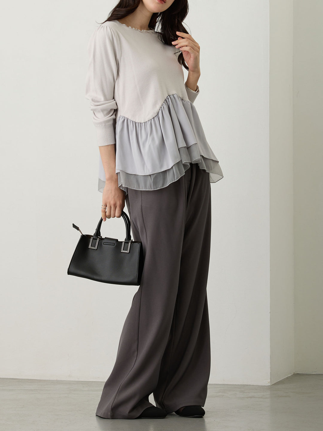 ドッキングペプラムニット Light gray