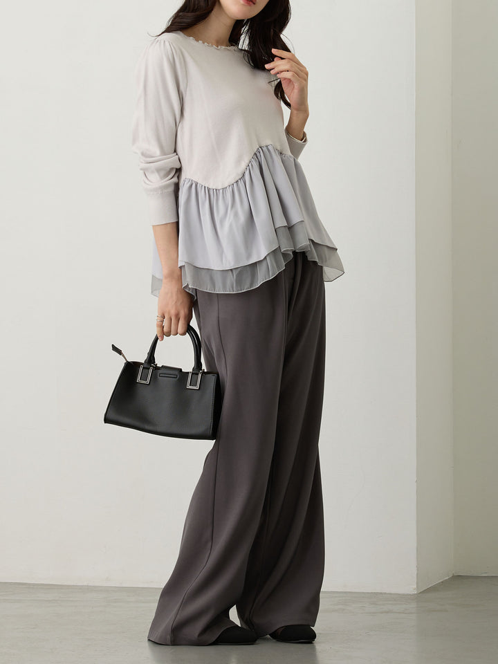 ドッキングペプラムニット Light gray