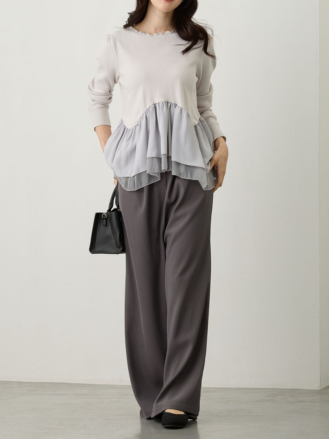 タックワイドパンツ Gray