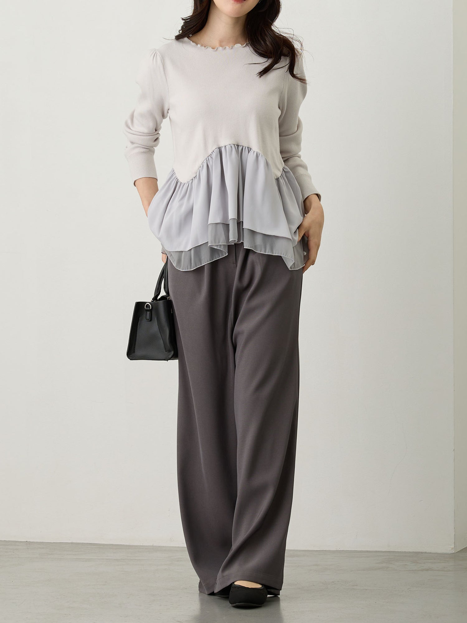 タックワイドパンツ Gray